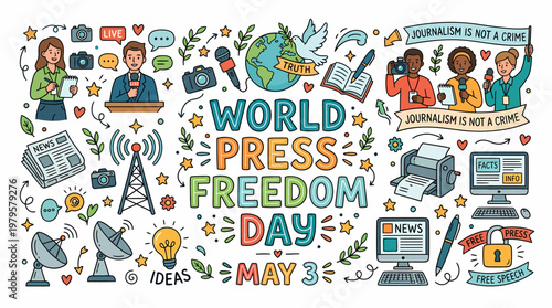 World Press Freedom Day May 3 - Journalism Concept