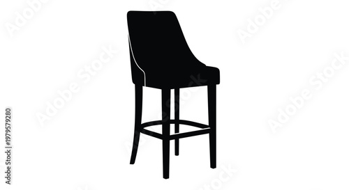 Elegant upholstered chair isolated on a white background silhouette