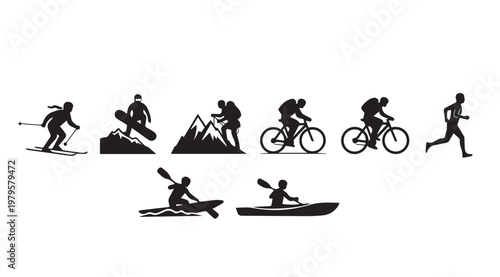 Diverse Silhouette Collection for Outdoor Adventure Sports and Recreation