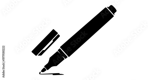 Black marker pen with cap.