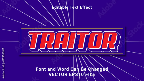 Фотография editable 3d traitor text effect.typhography logo