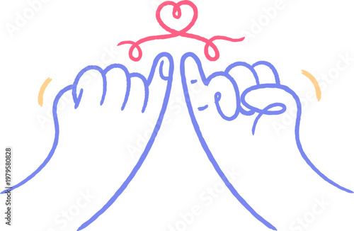 pinky swear hand gesture human connection concept hand drawn rough line illustration
