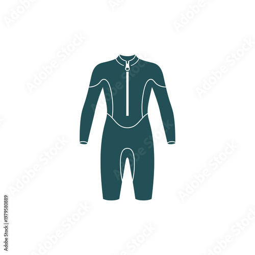 semi-flat vector icon of wetsuit silhouette, minimal detail
