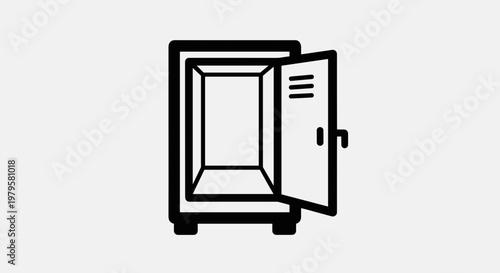 Open Safe Box with Empty Interior.