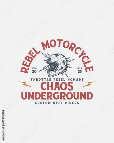 Rebel Motorcycle Chaos Underground Custom Riot Riders Emblem.