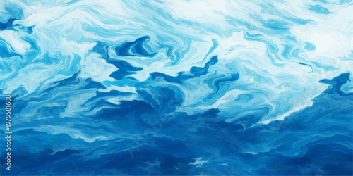 A clean abstract texture of clear blue water surface with ripples and turquoise reflections creates a cool liquid pattern in a summer swimming pool or ocean