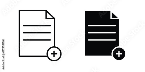 Add document icon vector illustration in line style. flat silhouette designs