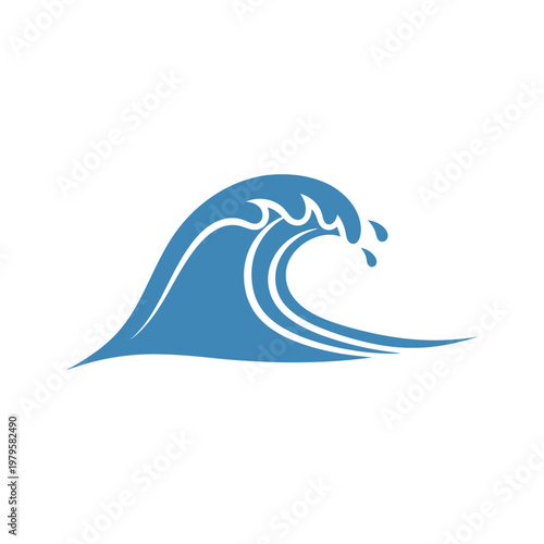 flat illustration of wave crest splash shape, minimal detail