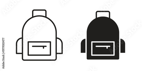 Backpack icon vector illustration in line style. flat silhouette designs