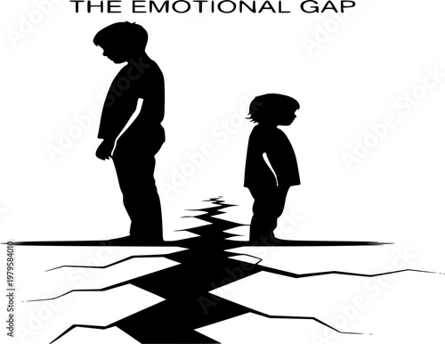 Sibling Rivalry Silhouette Emotional Conflict Family Rift Brother Sister Relationship Vector