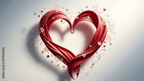 A glossy heart shape with dripping red and gold paint effects surrounded by sparkles