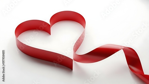 A ribbon heart symbolizing love and affection on a plain background