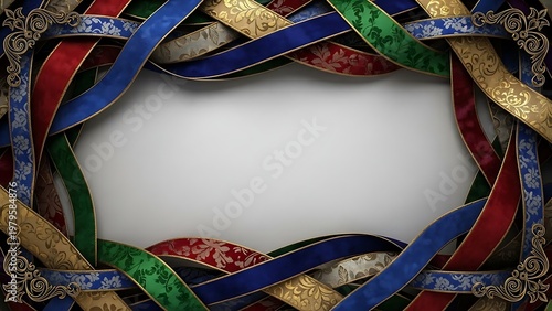 Mystical artistic border surrounding an empty canvas of fantasy realm