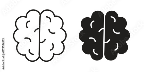 Brain icon vector illustration in line style. flat silhouette designs