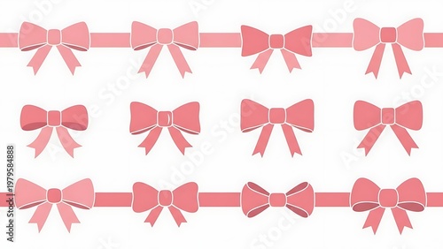 Collection of elegant pink decorative bows in various styles and orientations