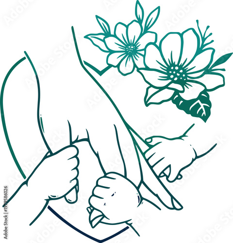 Mother with 3 child's hands svg, Mother's Day svg