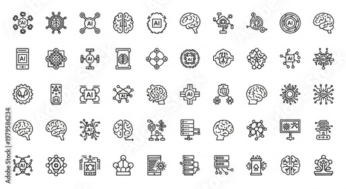 A collection of various science and technology icons are displayed.