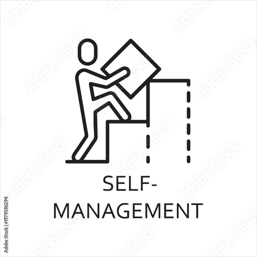 line vector icon self-management as man builds a graph