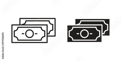 Cash icon vector illustration in line style. flat silhouette designs