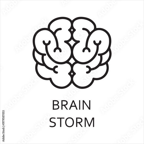 line vector icon brainstorm as brain on white