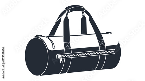 Sleek black and white sport duffel bag with zipper and comfortable handles for gym and travel equipment storage.