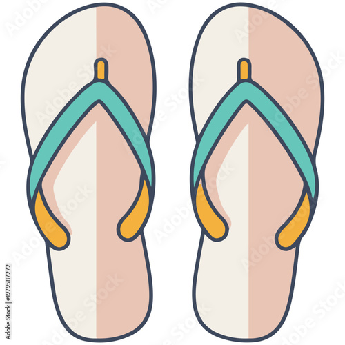 Pair of colorful flip-flops vector illustration for summer beach vacation and travel design