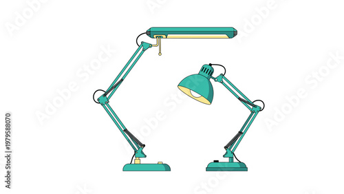 Pair of classic adjustable architect desk lamps in a stylish teal color are shown against a clean and simple white background.
