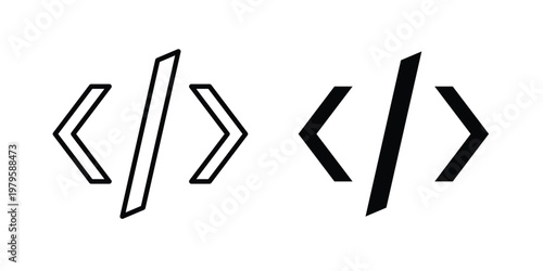 Code icon vector illustration in line style. flat silhouette designs