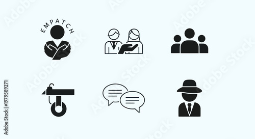 Business Icons Set: Empathy, Collaboration, Teamwork, Communication, Security