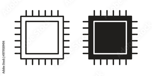 CPU icon vector illustration in line style. flat silhouette designs
