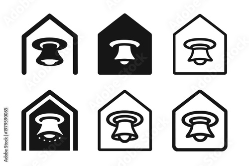 Lighting Logo Variations. Lighting design for the home. Icon set. Set Logo of lighting design for the home: recessed ceiling light. harmonious logo variations