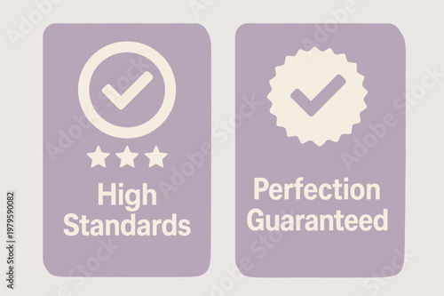 Lavender Quality Banners. QUALITY. Two vertical A6 banners with safe margins, centered composition, no elements touching edges, modern, lavender and cream,