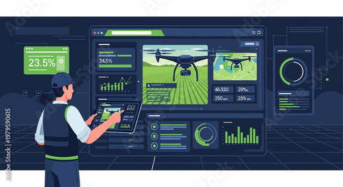 Innovative technology showcasing precision agriculture with drone monitoring for efficient farming