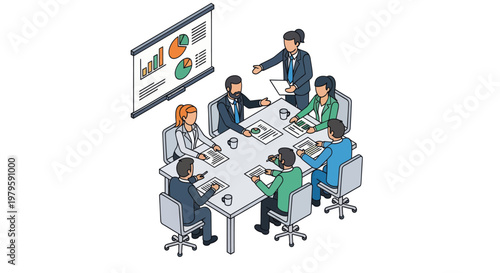 Business people sitting at meeting table.