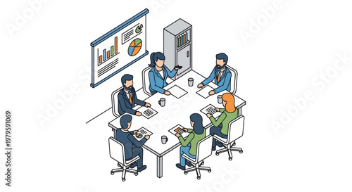 Business people sitting at meeting table.