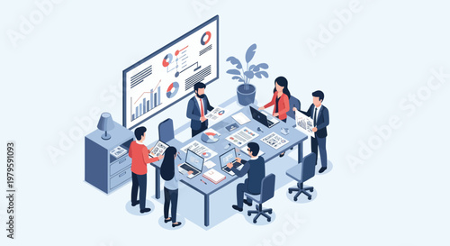Quadro su tela Business people working at office desk.