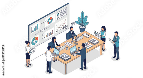 Business people working at office table.