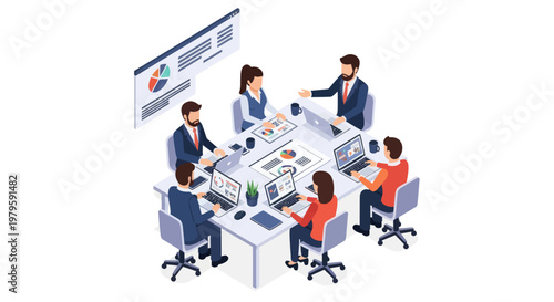 Business people working at office table.