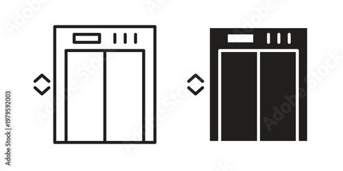 Elevator icon vector illustration in line style. flat silhouette designs