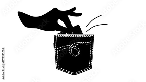 Pickpocket symbol, black isolated silhouette