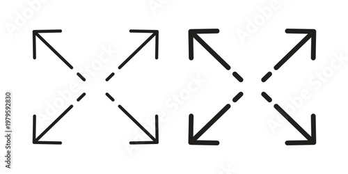 Expand icon vector illustration in line style. flat silhouette designs