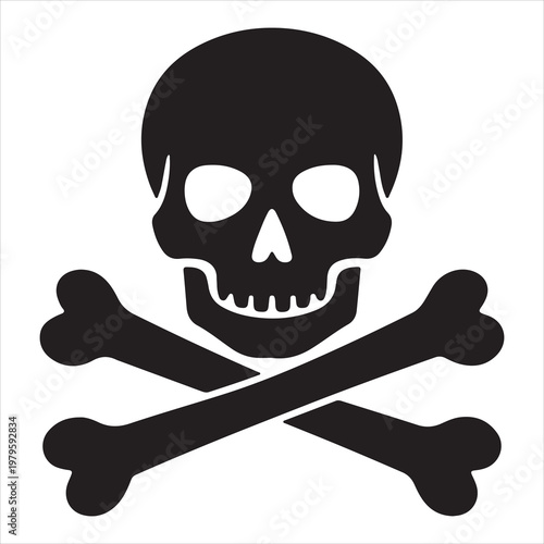 A black and white image of a skull and crossbones
