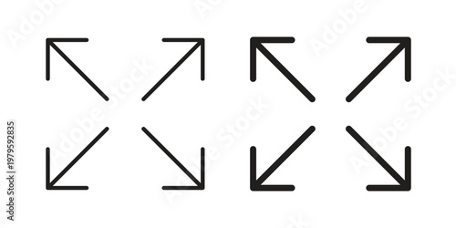 Expand icon vector illustration in line style. flat silhouette designs