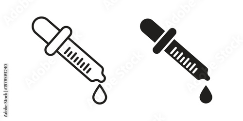 Eye dropper icon vector illustration in line style. flat silhouette designs