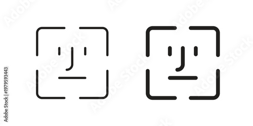 Face id icon vector illustration in line style. flat silhouette designs