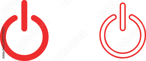 Red Power Symbol Icons Isolated on White Background
