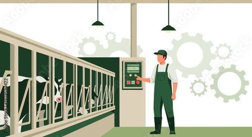 Innovative automated dairy farm operation featuring robotic control and livestock management