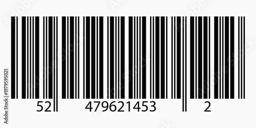EAN barcode element, linear code for inventory and checkout scanning. Black stripes on white. Vector label for retail and logistics use.