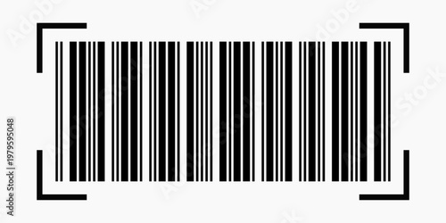 EAN barcode label graphic. Product scan code for stickers and packaging. Black stripes on white background. Clean vector identification element.