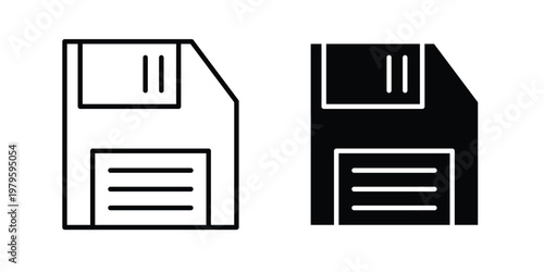 Floppy disk icon vector illustration in line style. flat silhouette designs